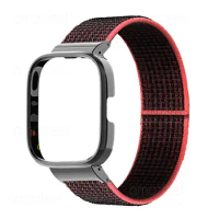 Nylon loop Watch Strap For Xiaomi Redmi Watch 3 Watch Bracelet Metal Case Protector For Redmi watch 2 Lite / mi watch lite Strap