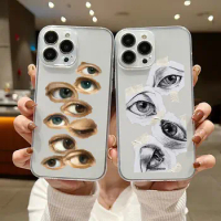 Korea Evil Eyes INS Phone Case For Samsung A53 A50 A12 A52S A51 A72 A71 A73 A81 A91 A32 A22 A20 A30 A21S 4G 5G Transparent Capa