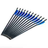 12pcs Archery Carbon Arrow 4inch Plastic Vanes Point Tips 100gr Crossbow Nocks for Crossbow Hunting Archery Accessories
