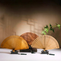 【原木香】原木扇 金絲楠木 水波紋 原木扇(摺扇 居家擺設 中式扇子 古典扇子)