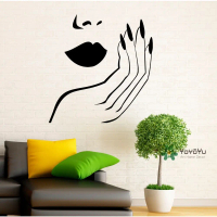 Stiker Dinding Salon Kecantikan Bisa Custom Modern Style Salon Girls Wall Decal Sexy Woman Lips Hand