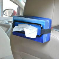1Pcs Car Tissue Holder Auto Elastic Belt Sun Visor Napkin Box Back Seat Rack Papers Interior Accessories Organizer Rack Black