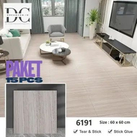 Stiker Lantai Vinyl 60x60cm Motif Marmer Kayu Tahan Air Isi 15 PCS Mudah Dipasang Rumah Kantor 6191