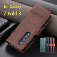 Deluxe Magnetic Adsorption Leather Fitted Case for Samsung Galaxy Z Fold3 / Z Fold 3 5G Flip Cover Protective Case Fundas Coque