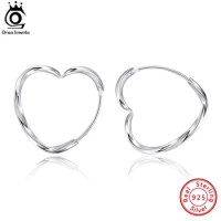 ORSA JEWELS Real 925 Sterling Silver 21/32/50mm Heart Hoop Earrings Love Ear Buckle for Women Minimalist Earrings Jewelry APE62