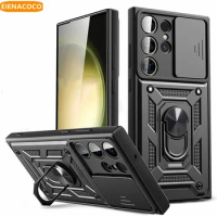 Armor Slide Camera Lens Case For Samsung Galaxy S24 S23 S22 S21 S20 Plus Note 20 Ultra A53 A54 5G S23 S20 FE Bumpers Cover