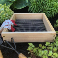 1 PCS Raw Rutes Cedar Garden Sifter Wood+Metal Hand Held For Compost, Dirt And Potting Soil Rough Sawn Sustainable Cedar