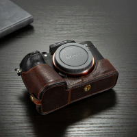 For Sony A9 A7 III A7R-M3 A7 Mark III Handmade Camera Cover Half Body Handle Genuine Leather Camera Case Bag