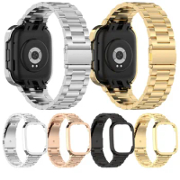 1set Replacement Oyster Band 24cm Steel Strap + Screen Frame For Redmi watch 3/Mi watch lite 3 Accessories