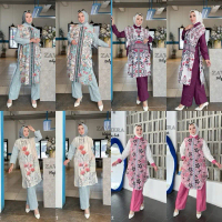 Set Tunik Najwa Zaviera Bahan Katun Paris Mix - Oversize - Nyaman, Sakura, Gamis, Karet, Panjang, Ka