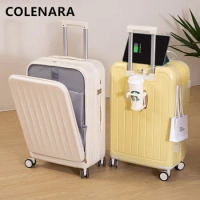 COLENARA 20"22"24"26 Inch High-quality Suitcase Multifunctional Trolley Case with Cup Holder Boarding Box Rolling Luggage