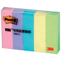 3M 700CL-1可再貼付簽紙5色/盒