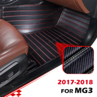 Custom Carbon Fibre style Floor Mats For Morris Garages MG3 2017 2018 Foot Carpet Cover Automobile Interior Accessories