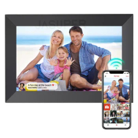 Frameo 32GB Memory 10.1 Inch Smart Digital Picture Frame Wood WiFi IPS HD 1080P Electronic Digital Photo Frame Touch Screen