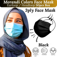 【 Face Mask 】Face Mask Sirim Hijab >95% 3Ply Headloop Head Lopp / Mask Adults Face Mask Black Mask
