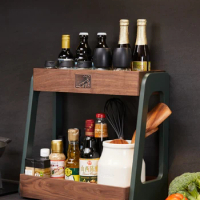 Wooden Kitchen Seasoning Product Storage Rack Table Top Seasoning Storage Supplies Household Multi-Functional Seasoning Rack