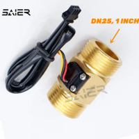 Brass 60MM Magnetic Flow Meter DN25 Copper 4-45L/Min DC3-24V Liquid Sensor For Water Heater SEN-HZG1WA