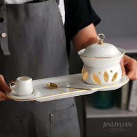 燕窩碗甜品碗 歐式宮廷 餐廳魚翅碗金邊糖水陶瓷帶蓋燉盅銀耳湯碗