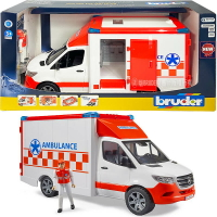【Fun心玩】RU2676 正版 德國製造 BRUDER 1:16 賓士 MB 救護車與司機 4段聲光音效 大型汽車