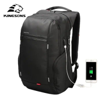 Kingsons Brand External USB Charge Computer Bag Anti-theft Notebook Backpack 15/17 inch Waterproof Laptop Backpack for Men Women
