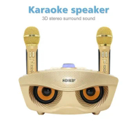 SD306 Family KTV Wireless BT Karaoke Speaker with Double Microphone Support U Disk TF Card Home Stereo Bluetooth Audio Subwoofer