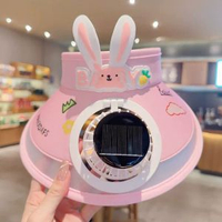 字母兒童太陽能風扇帽披肩防曬遮陽帽男女寶寶戶外大簷網眼太陽帽