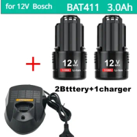 Bosch-Batería de repuesto de 12V, 3000mAh, BAT411, para Bosch BAT412A, BAT413A, D-70745GOP, 2607336013, 2607336014, PS20-2