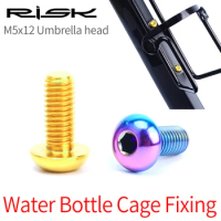 RISK 2pcs/ box Road Mountain Titanium Alloy Bike Bicycle M5x12 Water Bottle Cage Fixing Bolts Air Pump Holder Fixed Screws