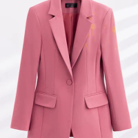 Yitimuceng Red Black Prink Blazer for Women Autumn Winter 2023 New Fashion Long Sleeve Slim Formal Jacket Office Ladies Coats