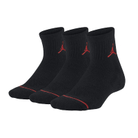 【NIKE 耐吉】襪子 Jordan 黑 紅 男女款 短襪 中筒襪 黑襪 厚底 毛巾布 休閒 運動 3雙入(JD2113041GS-002)
