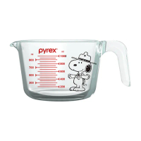 【CorelleBrands 康寧餐具】Pyrex Snoopy 耐熱玻璃 易清潔 單耳量杯1000ml(兩入組)
