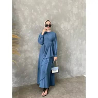 NABILLA MAXI DRESS CRINCLE AIRFLOW ,DRES PESTA KONDANGAN TERBARU, Gamis remaja kekinian GAMIS LEBARA