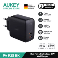 Aukey AUKEY Charger Dual Port Type C 40W PA-R2S-BK PD 3.0 Fast Charging