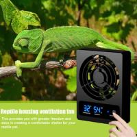 Temperature Controlled Fan For Reptile Enclosure Cooling Fan With Led Display Low Noise Fan For Amphibians Reptiles S L5u0