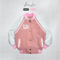 MND Jaket Baseball Anak Perempuan Edelweiss Series Umur 2-12 Tahun XL Pink Putih