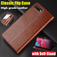 For OPPO R17 Neo RX17 Neo CPH1893 Genuine Leather Case Vintage Wallet Simple Folding Flip Protective