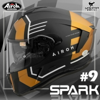 Airoh安全帽 SPARK #9 消光黑金 全罩帽 內置墨鏡 內鏡 耳機槽 雙D扣 內襯可拆 全罩 耀瑪騎士機車部品