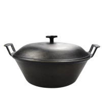 WOK Cast Iron Pot Cooking Wok Frying Pan Soup Pot Uncoated Casserole Cookware Chinese Gas Cooker Kitchen Restaurant Stew Pot
