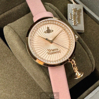 【Vivienne Westwood】Vivienne Westwood手錶型號VW00011(玫瑰金色錶面玫瑰金錶殼粉紅真皮皮革錶帶款)