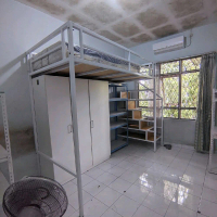 Ongkir Ranjang Tingkat Loft Bed Besi Minimalis Hitam/Putih Kapasitas 300 kg Ukuran Single/Twin 90x20