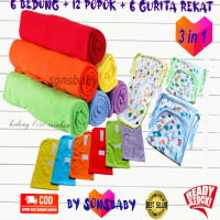 Paket 6 Bedong SNI 6 Gurita Rekat Free 1 lusin Popok Bayi Katun
