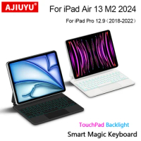 Magnetic Magic Keyboard For iPad Air 13 inch M2 2024 iPad Pro 12.9 2018-2022 Smart Case TrackPad Backlit Keyboard Spanish Arabic