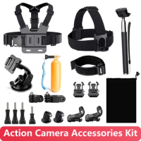 Accessories Kit for GoPro Hero 12 Head Chest Strap Selfie Stick for Insta360 X3 X2 Go Pro Hero 11 10 9 8 7 SJCAM DJI Action Cam