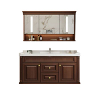 American Smart Bathroom Cabinet Combination Bathroom Wall-Mounted Solid Wood Bathroom Cabinet Hand Washing Wash Basin Mirror