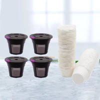 4pcs K-Cup Filter Replacement with 100pcs Paper Filters Coffee Filters K Cup Pod Coffee Filter for Keurig 1.0/2.0 Coffee Maker