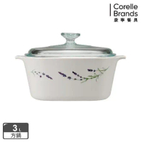 【美國康寧 Corningware】3L方型陶瓷康寧鍋-薰衣草園