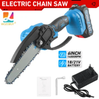 WOZOBUY 4/6-Inch Cordless Mini Chainsaw with Batteries &amp; Chain, Handheld Small Electric Chainsaw for Tree Trimming Wood Cutting