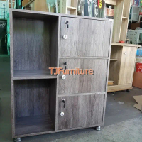 [Tiktok] TJ 3 door fashion color rack + key storage cabinet and multi-function shelf book shelf docu