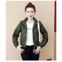 MND jaket wanita/bomber wanita bahan katun drill L Hijau army