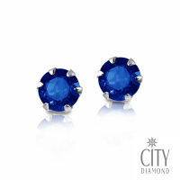 【City Diamond 引雅】『辛西亞』日本鉑金藍寶石3克拉經典六爪耳環(東京Yuki系列)